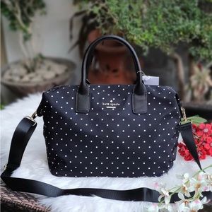 KATE SPADE ♠️ POLKA DOT NYLON MESSENGER BAG, KEY FOB & CARD HOLDER